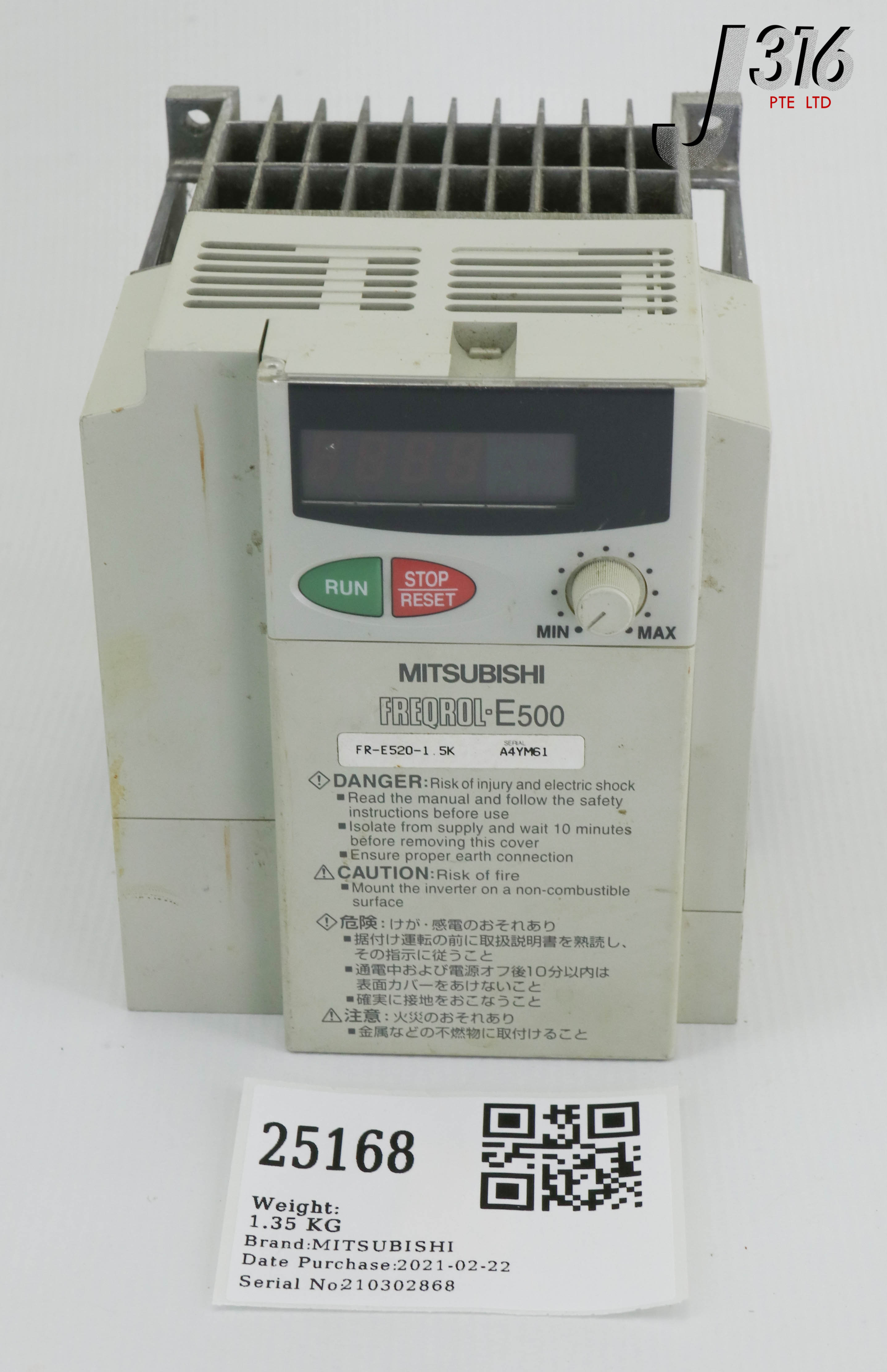 25168 MITSUBISHI FREQROL-E500 INVERTER (PARTS) FR-E520-1.5K -...